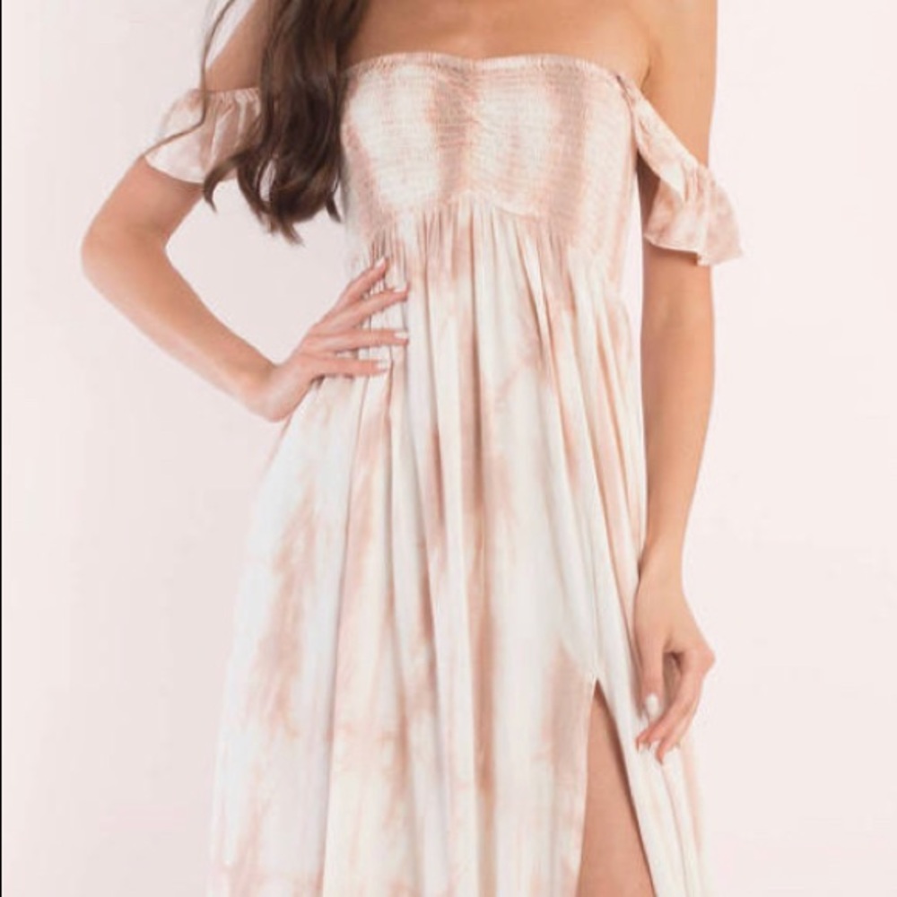 ANDREA OFF SHOULDER TIE DYE MAXI DRESS